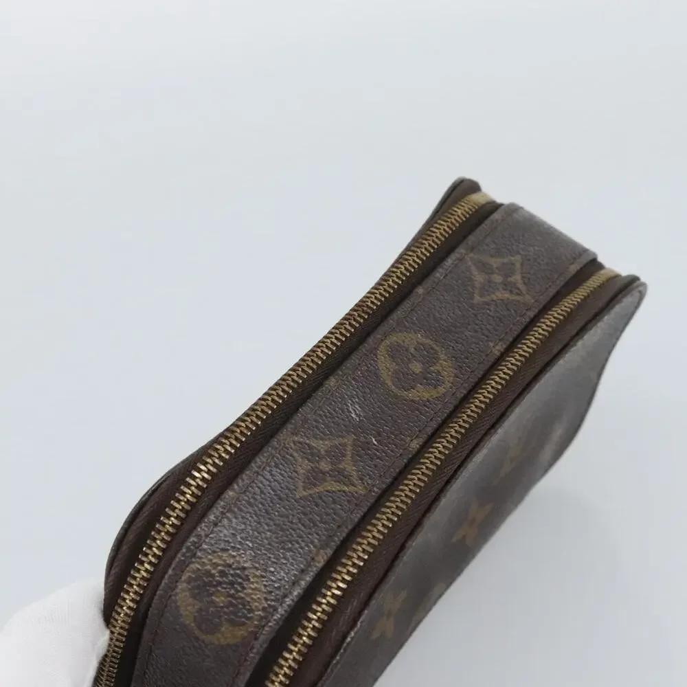 Louis Vuitton Monogram Trousse Brush PM Cosmetic Pouch Brown